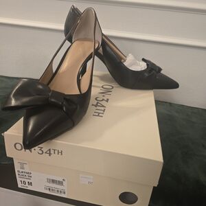 ON 34TH Black Bow Heels